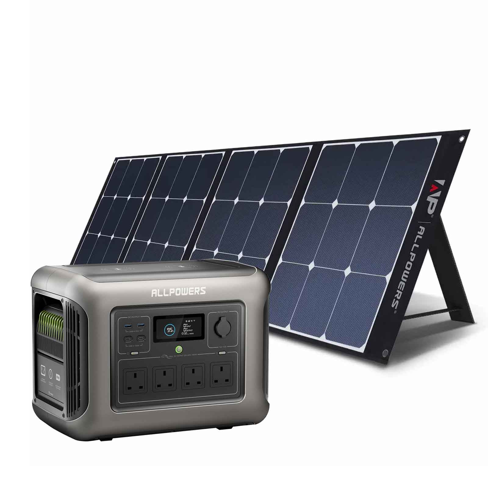 ALLPOWERS Solar Generator Kit 1800W (R1500 + SP035 200W Solar Panel with Monocrystalline Cell)