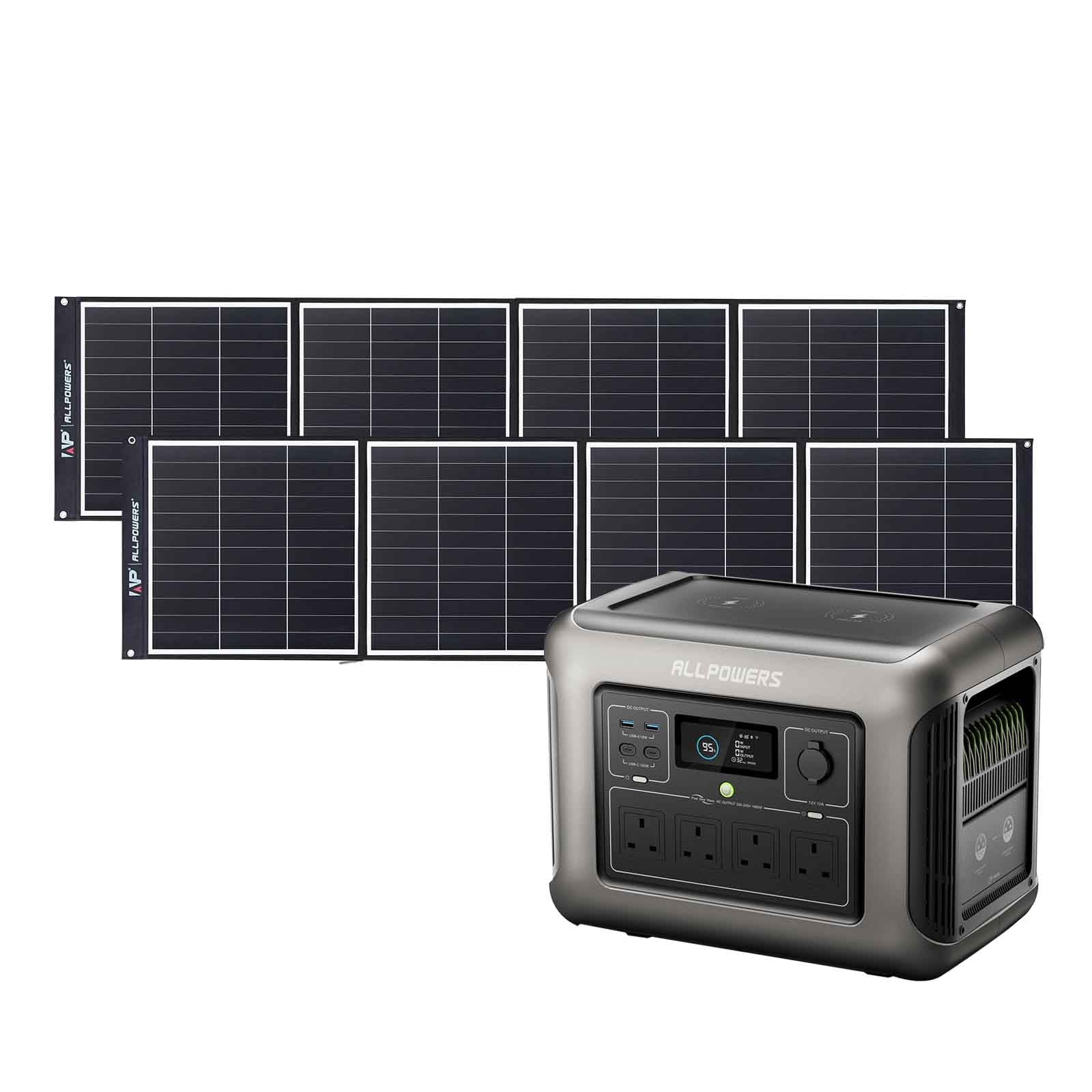 ALLPOWERS Solar Generator Kit 1800W (R1500 + SP035 200W Solar Panel with Monocrystalline Cell)