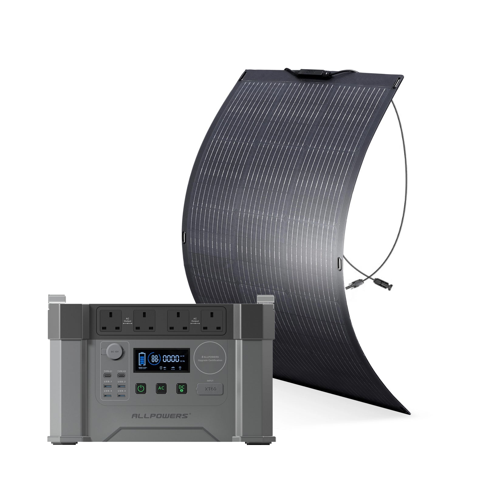 ALLPOWERS Solar Generator 2000W (S2000 + SF100 100W Flexible Solar Panel)