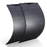 ALLPOWERS 100W Flexible Solar Panel SF100 shown curved to demonstrate flexibility, featuring black surface with grid pattern