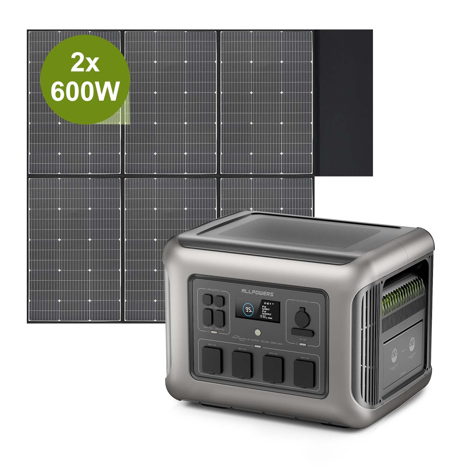 ALLPOWERS Solar Generator Kit 2500W (R2500 + SP039 600W Solar Panel)