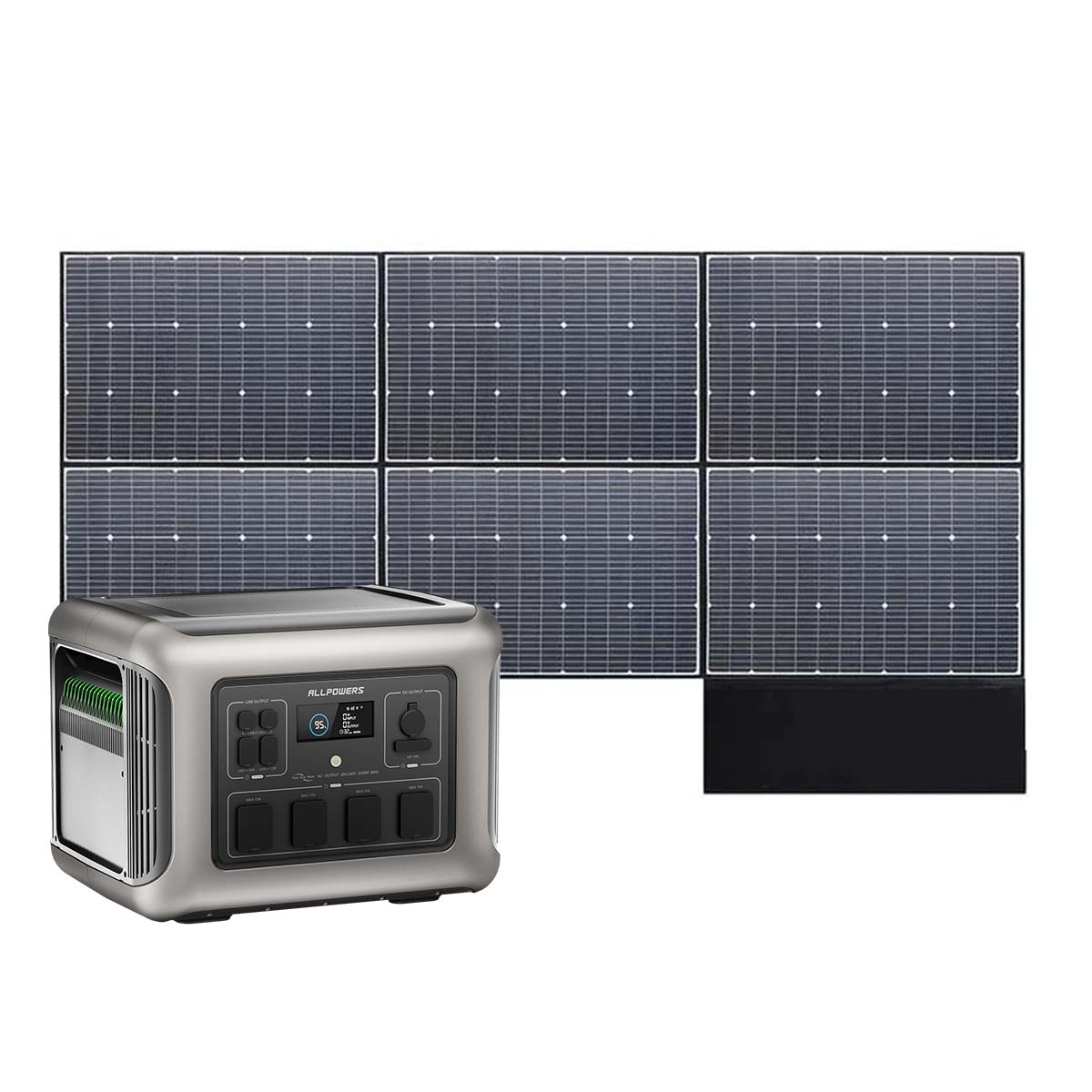 ALLPOWERS Solar Generator Kit 2500W (R2500 + SP039 600W Solar Panel with Monocrystalline Cell)