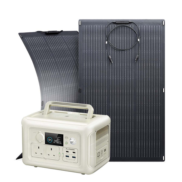 ALLPOWERS Solar Generator Kit 600W (R600 + SF100 100W Flexible Solar Panel)