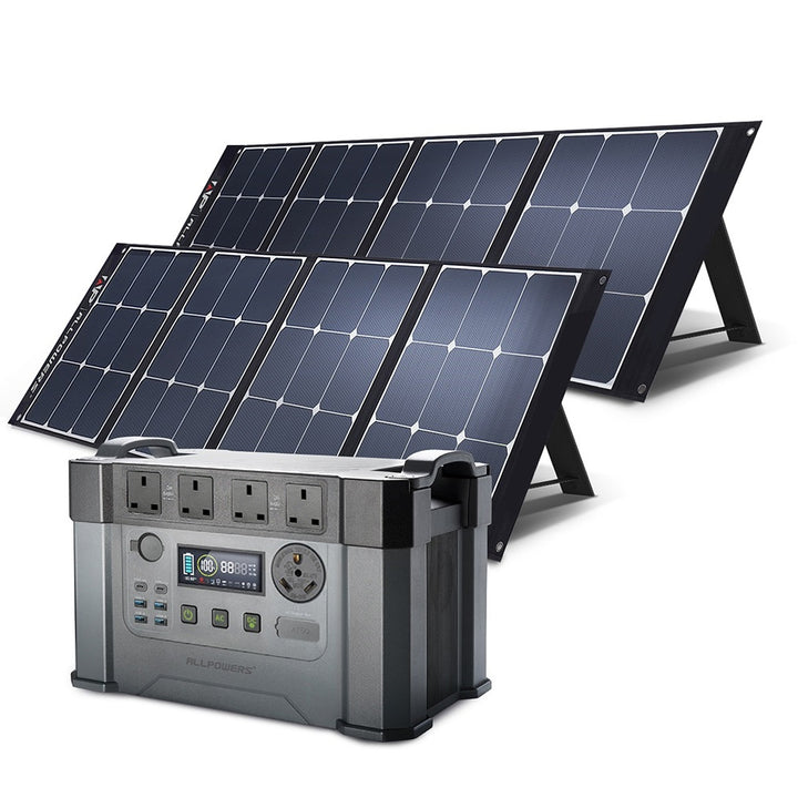 ALLPOWERS Solar Generator 2400W Portable Power Station 200W Monocrystalline Solar Panel