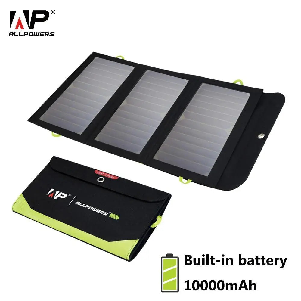 5V 21W Portable Solar Panel Built 10000mAh Battery SP002