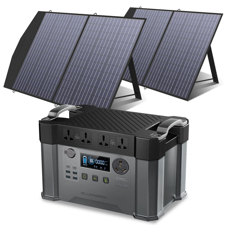 ALLPOWERS Solar Generator 2400W Portable Power Station 100W Solar Panel