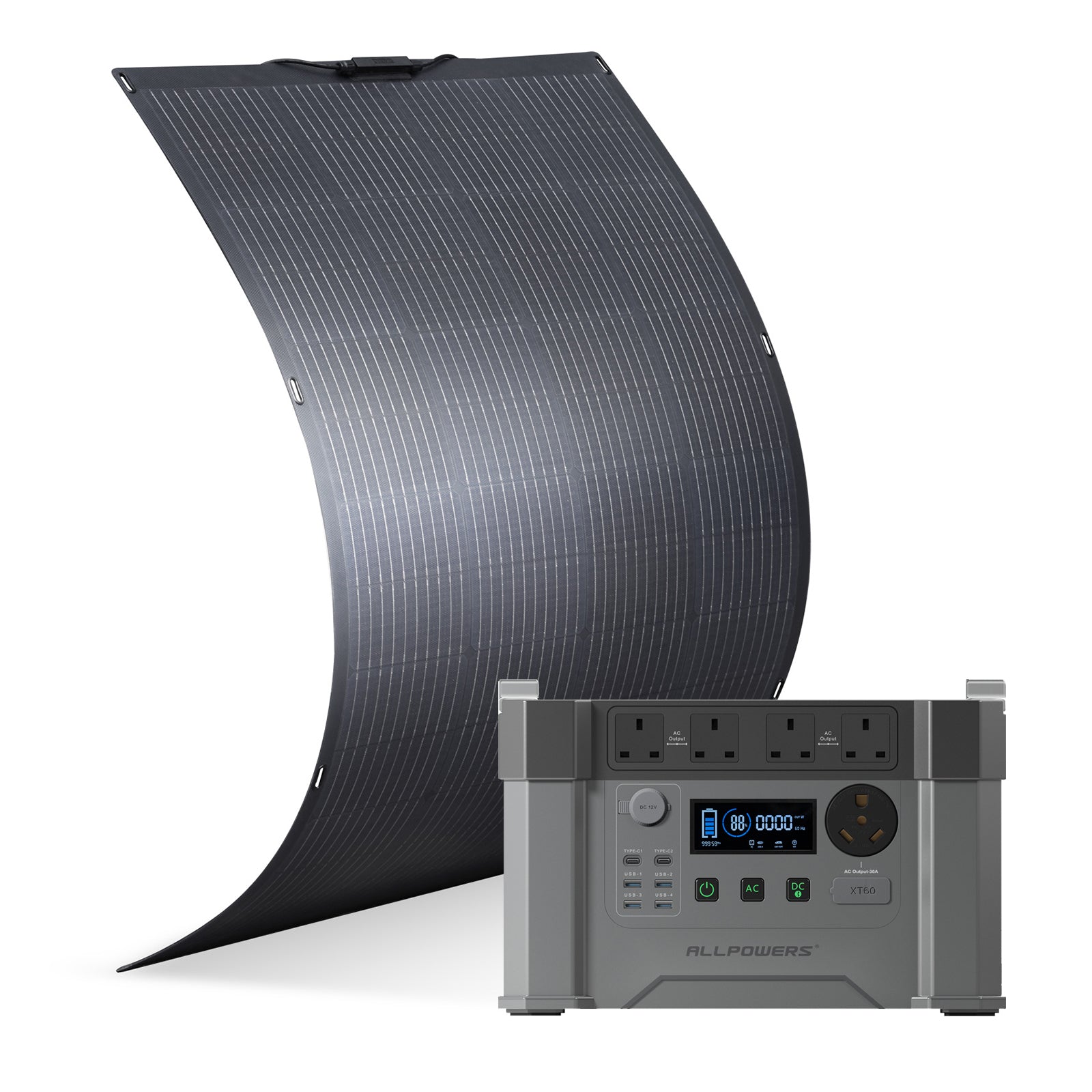 ALLPOWERS Solar Generator 2400W (S2000 Pro + SF200 200W Flexible Solar Panel)