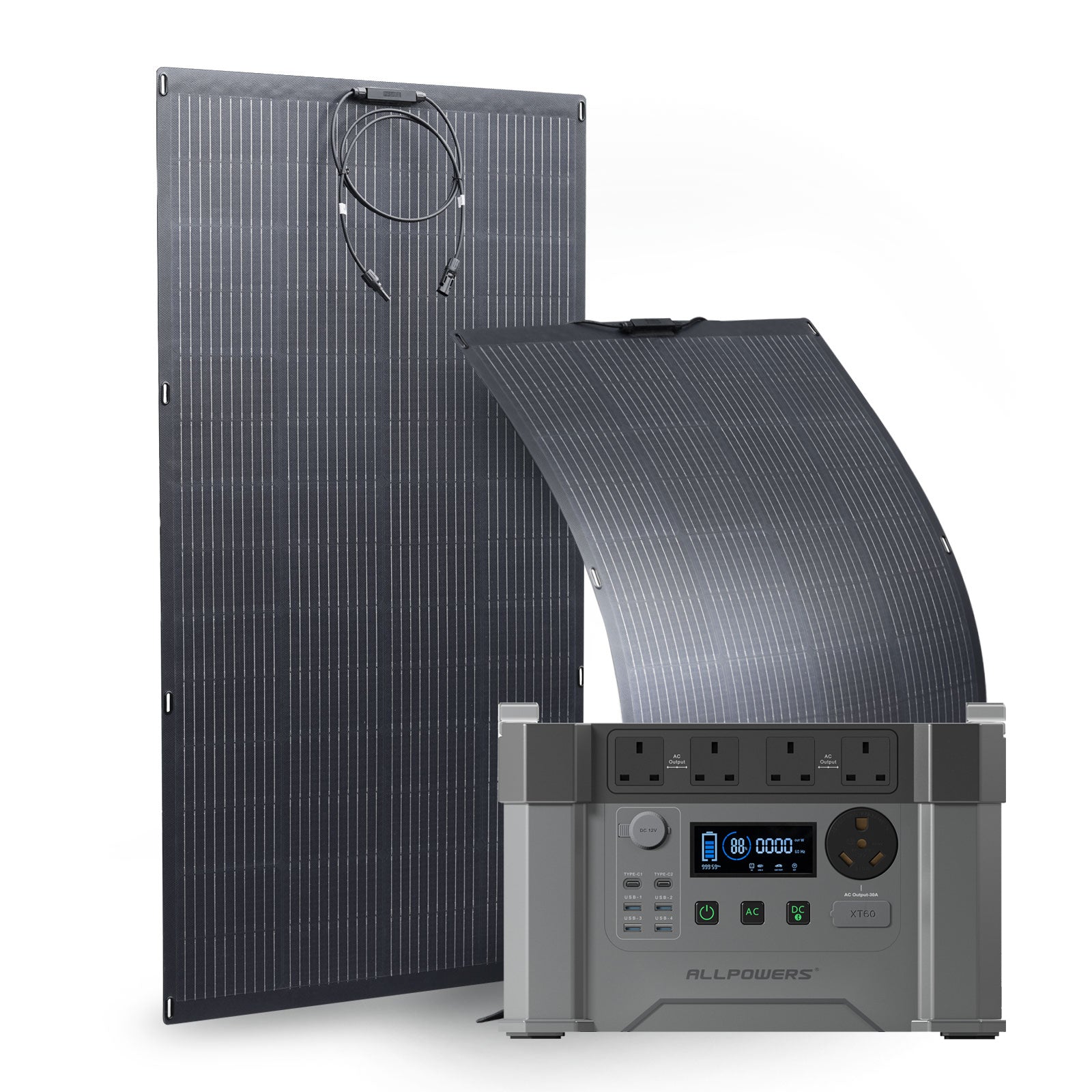 ALLPOWERS Solar Generator 2400W (S2000 Pro + SF200 200W Flexible Solar Panel)